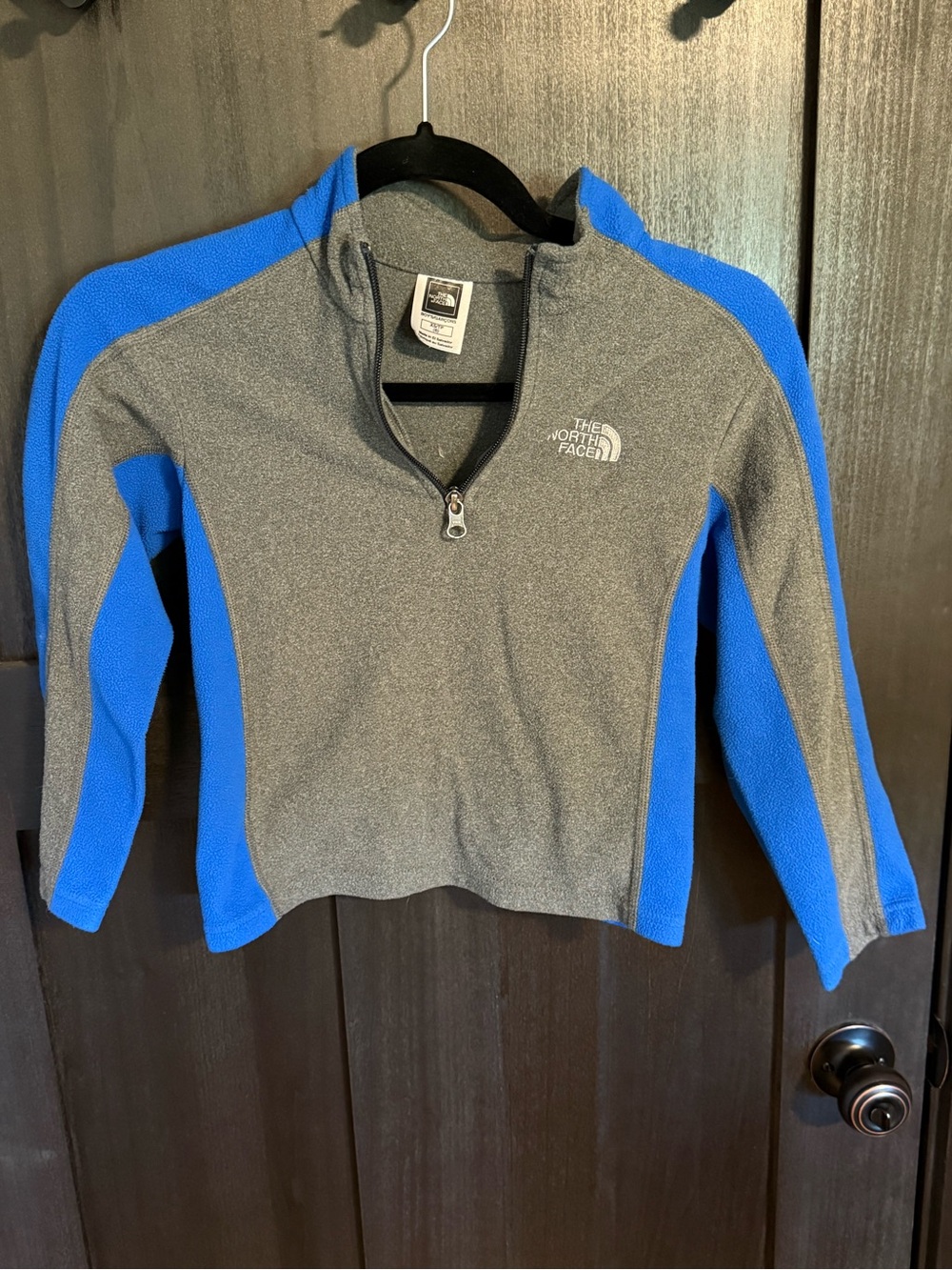 The North Face Kids Gray and Blue Half-Zip Fleece Pullover
